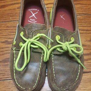 Twisted X Youth's Leather  - Bomber/Neon Yellow